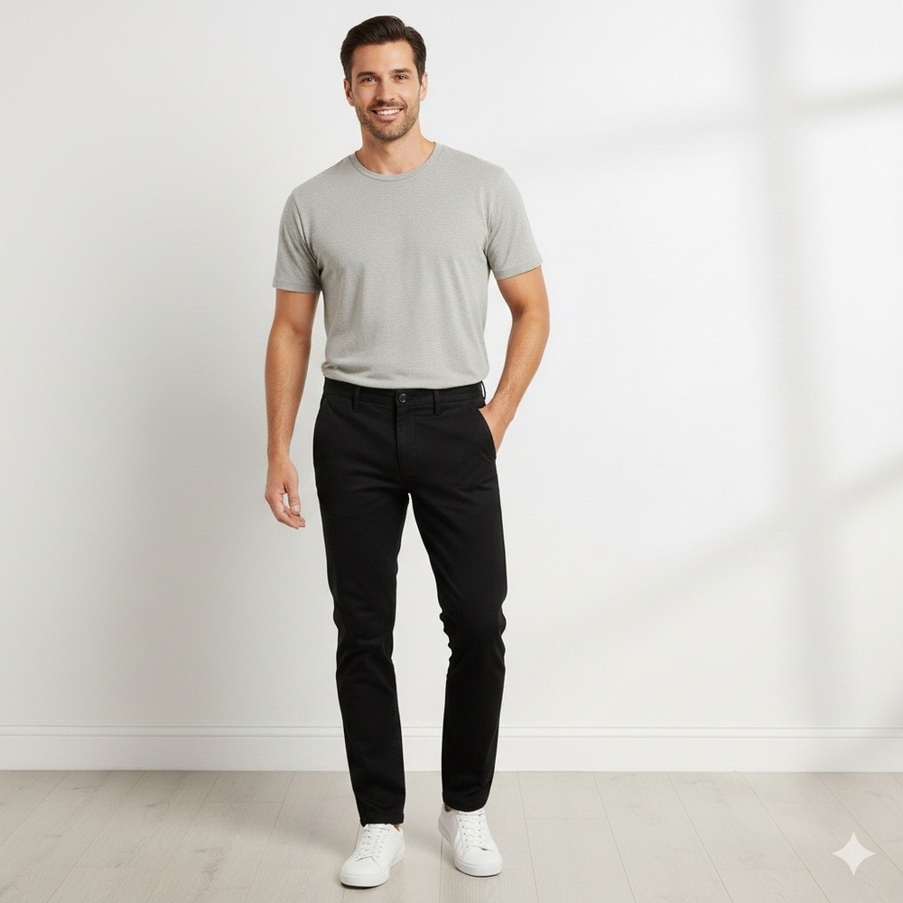 Zara Man Basic‎ Collection Slim Fit Chinos Black Trousers Men's Pants - Size 30